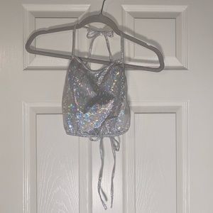 Reflective Backless Rave Crop Top